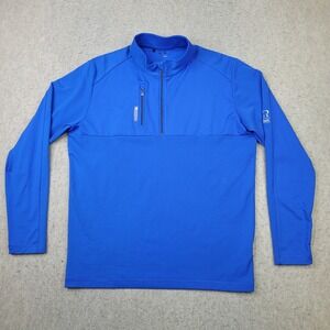 Adidas Golf 1/4 Zip Pullover Mens M Blue Performance Stretch Climalite Logo